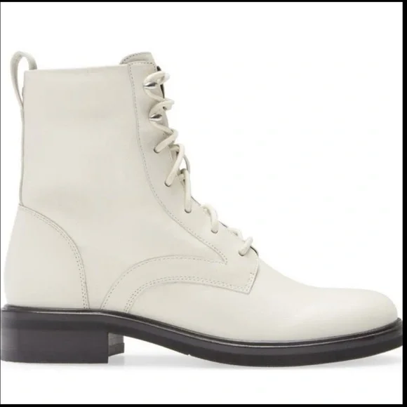 NWT Rag & Bone Slayton Lace Up Leather Boots in Antique White Size 38